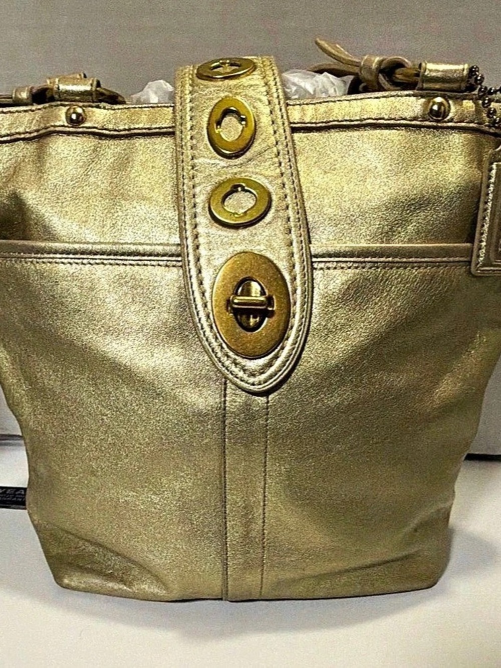 Y2K style Coach Gold Leather Tote